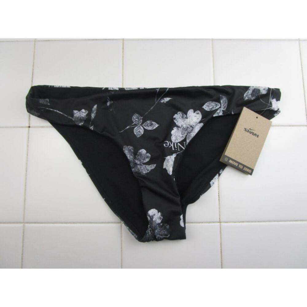 Nike Swim Essential Bikini Bottoms Floral Print Black Women's Large NESSF276-001